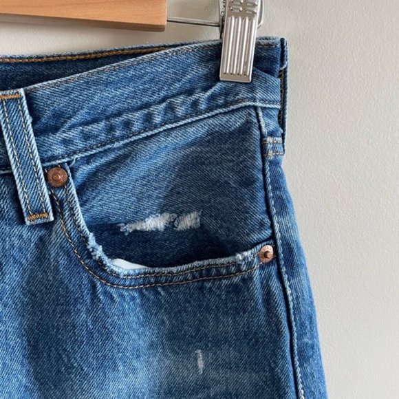 Levi's 501 Jeans Athens Dark Rigid 100% Cotton Ankle Length Denim Size W25 L30 - Picture 7 of 11